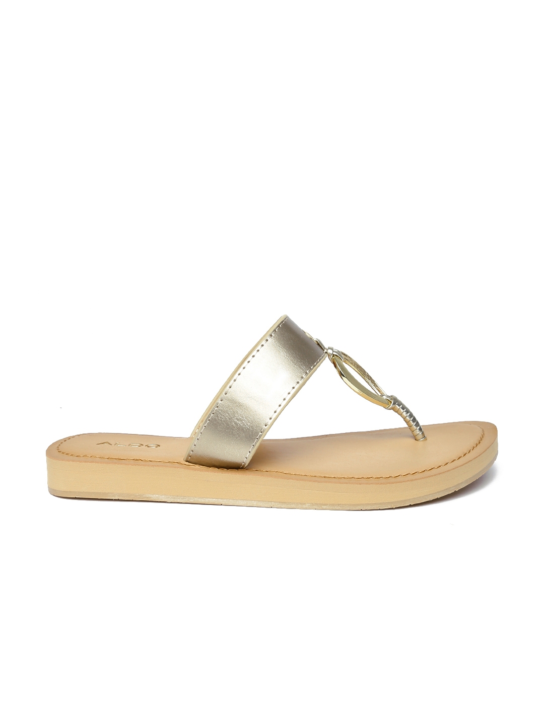 gold t strap flats