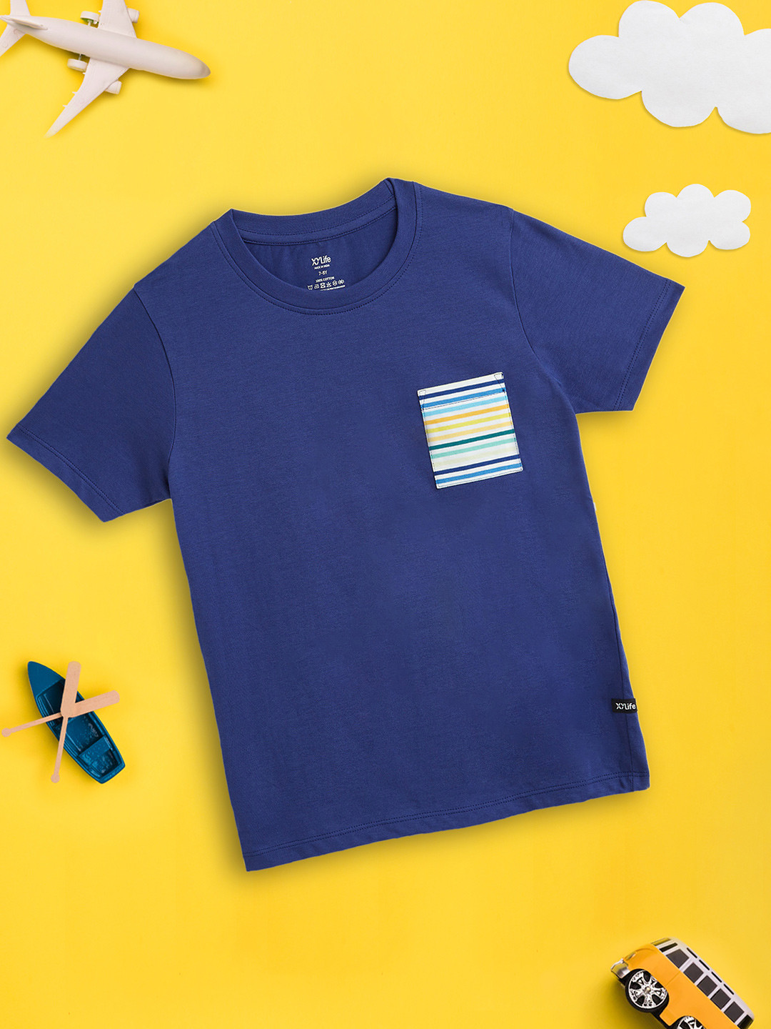 Claire & Charlie Boys Navy Blue Striped Shirt - Appliqué Mallard Duck main image 0
