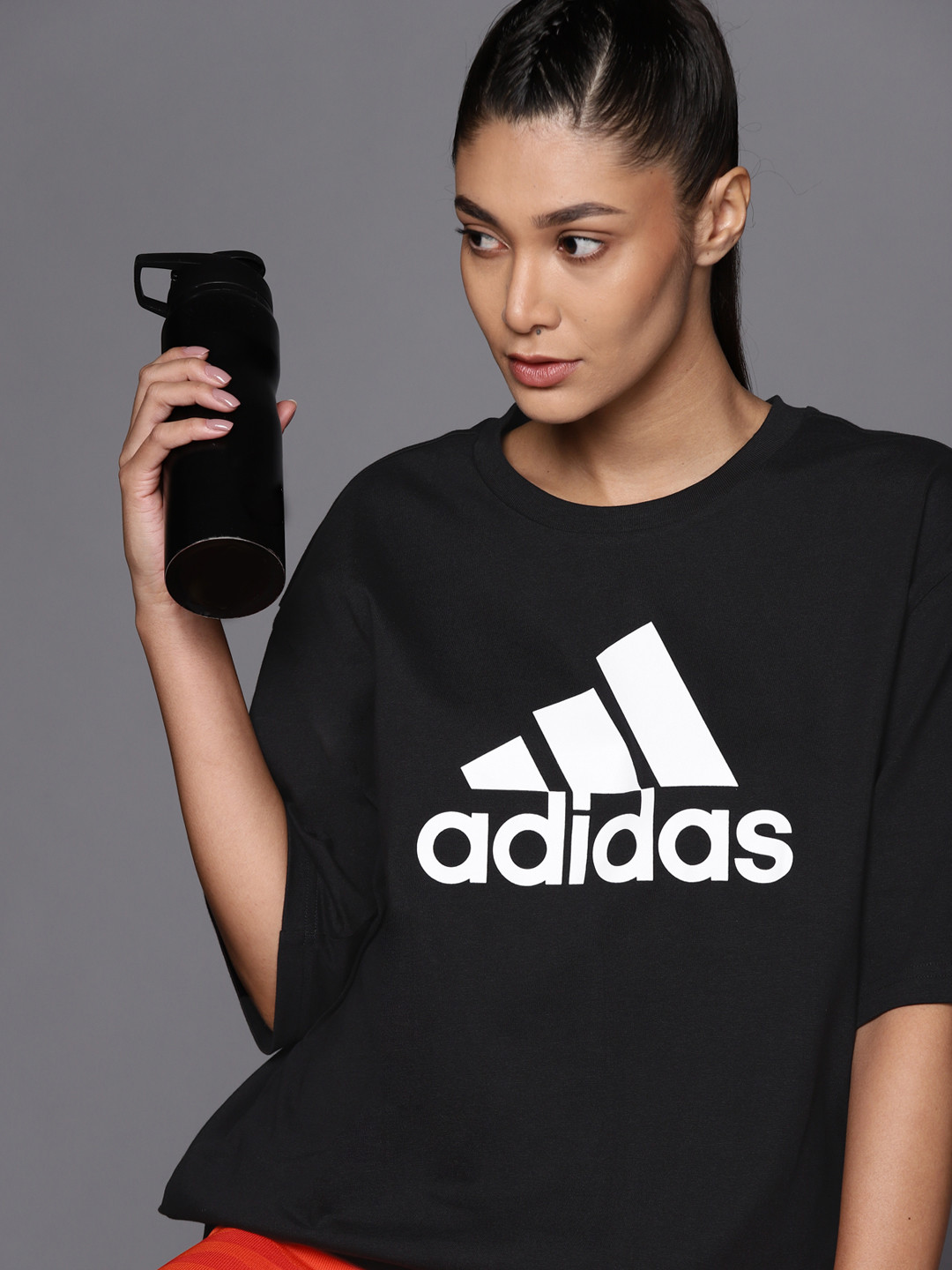 Buy ADIDAS Women Black W FI BOS Brand Logo Printed Pure Cotton
