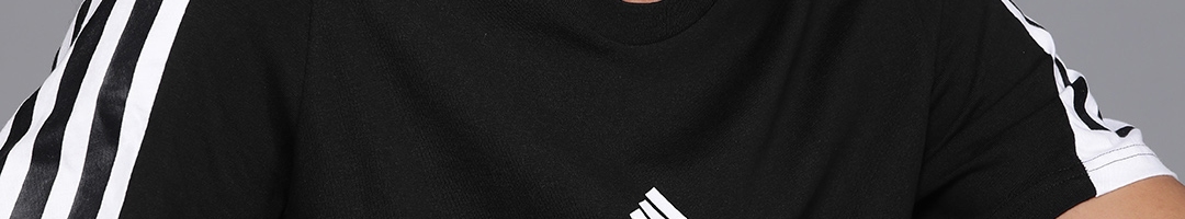 Buy ADIDAS Men Black Future Icons 3 Stripes Pure Cotton T Shirt ...