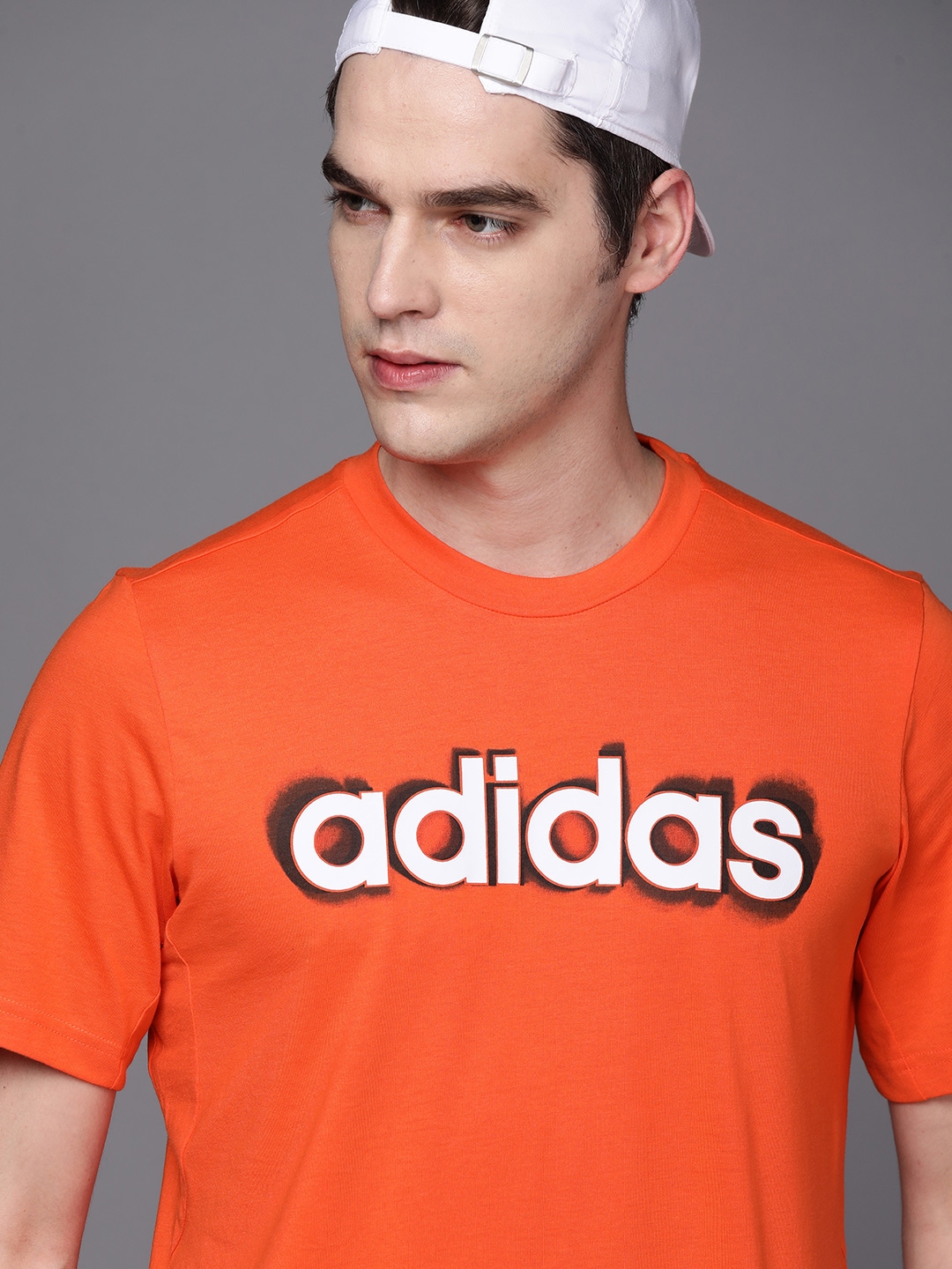 Buy ADIDAS Men Orange & White Brand Logo Printed Training T Shirt ...