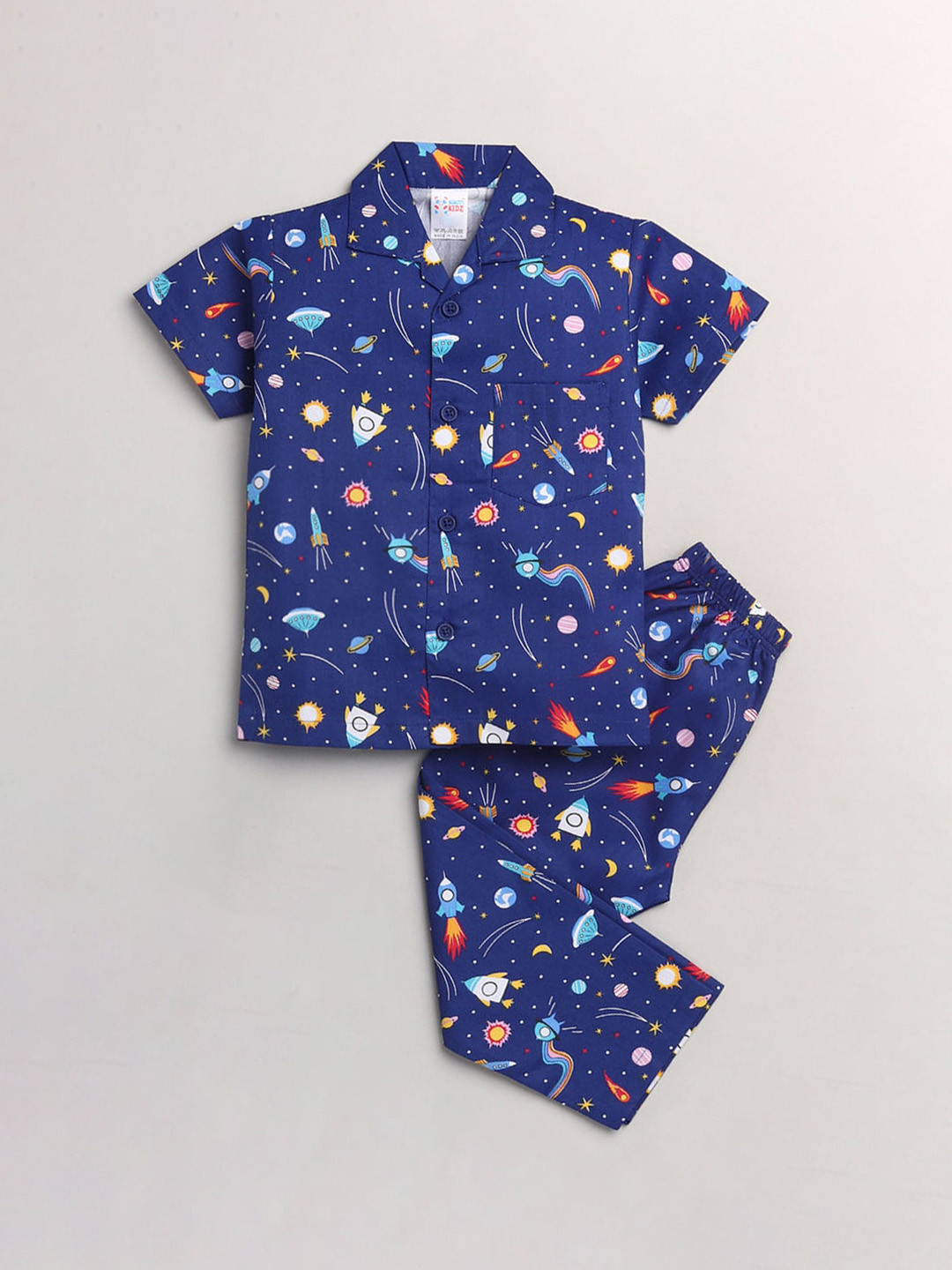 Buy Hopscotch Boys Blue & Red Printed Night Suit Night Suits for Boys