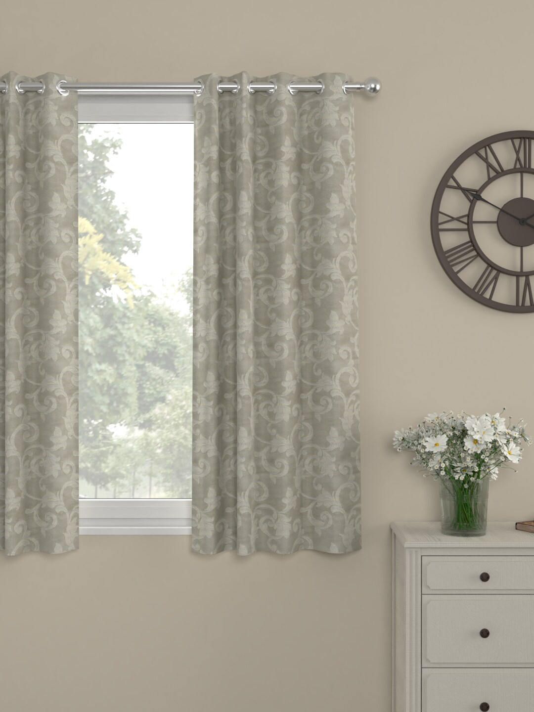 Buy ROSARA HOME Unisex Beige Curtains And Sheers Curtains And Sheers