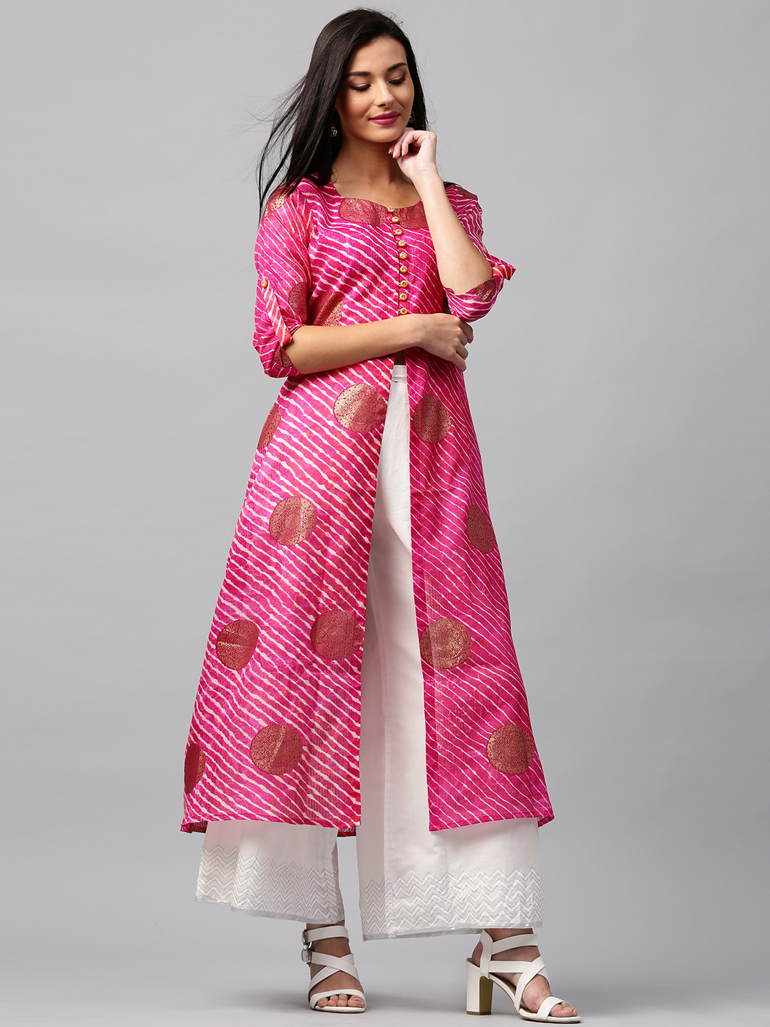 Women Pink Printed A-Line Kurtas