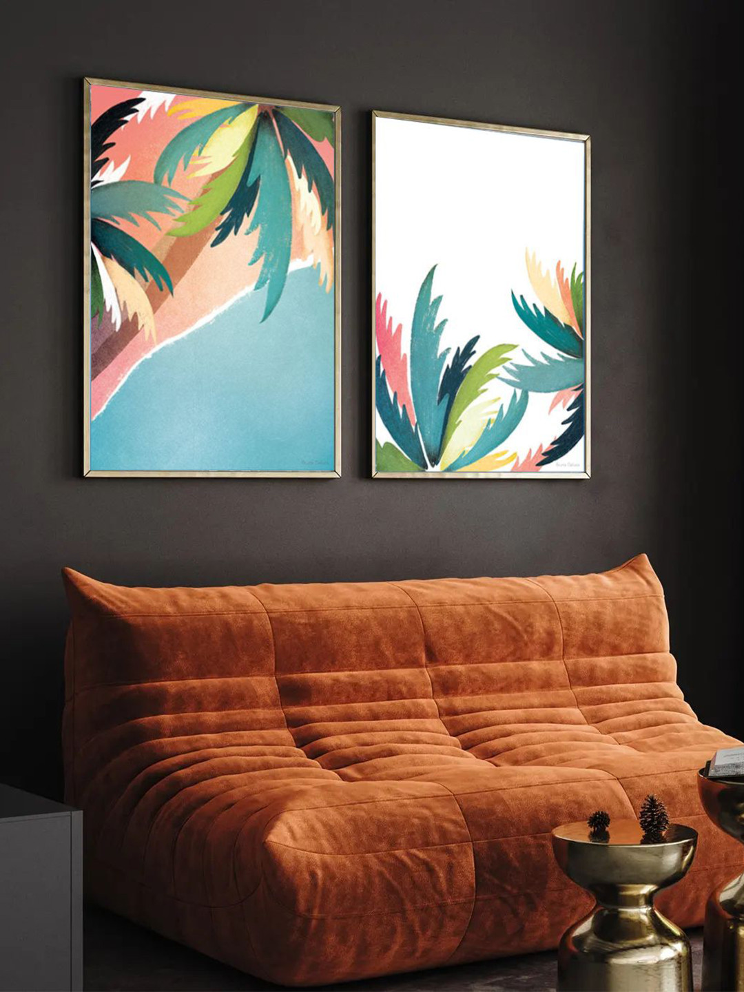 Buy The Art House Blue & Brown Abstract Framed Wall Painting Wall Art