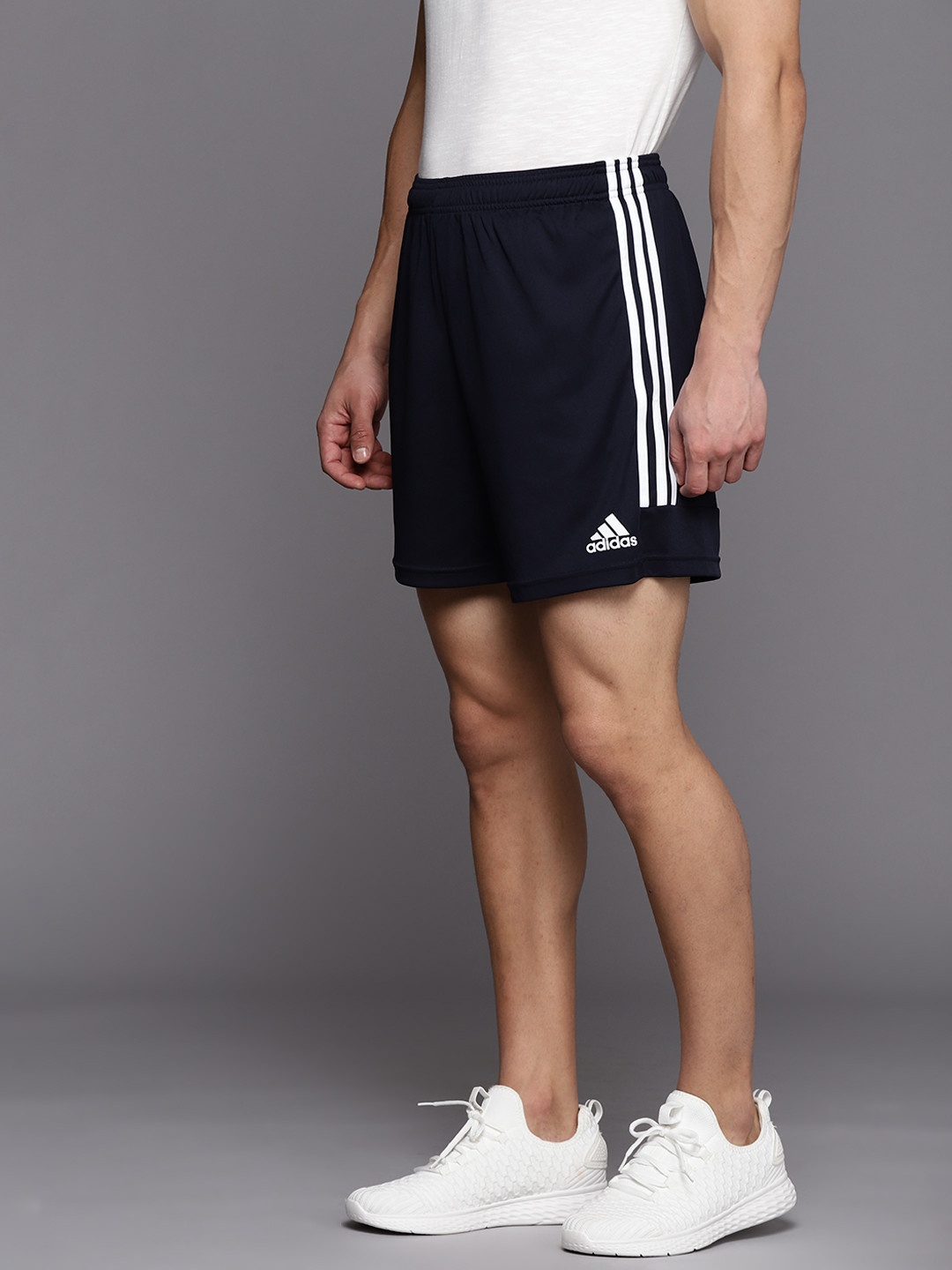 Buy ADIDAS Men Navy Blue Solid Striped Detail Sports Shorts Shorts