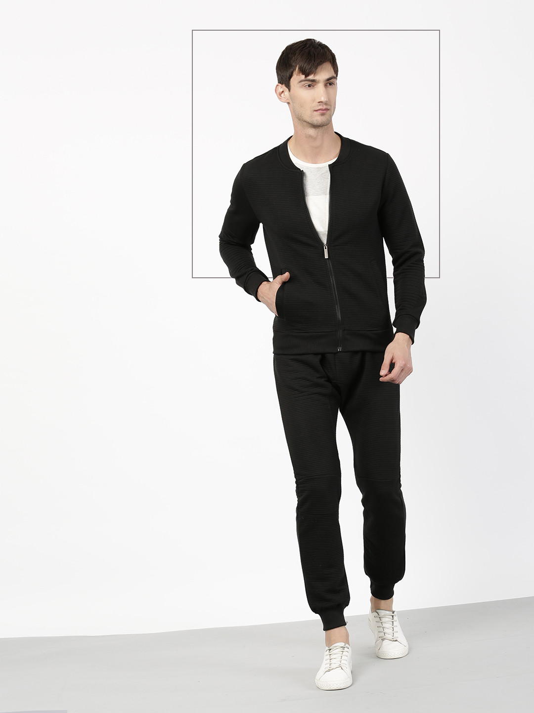 Buy Ether Men Black Self Design Sweatshirt  - Sweatshirts for Men 1852720 | Myntra