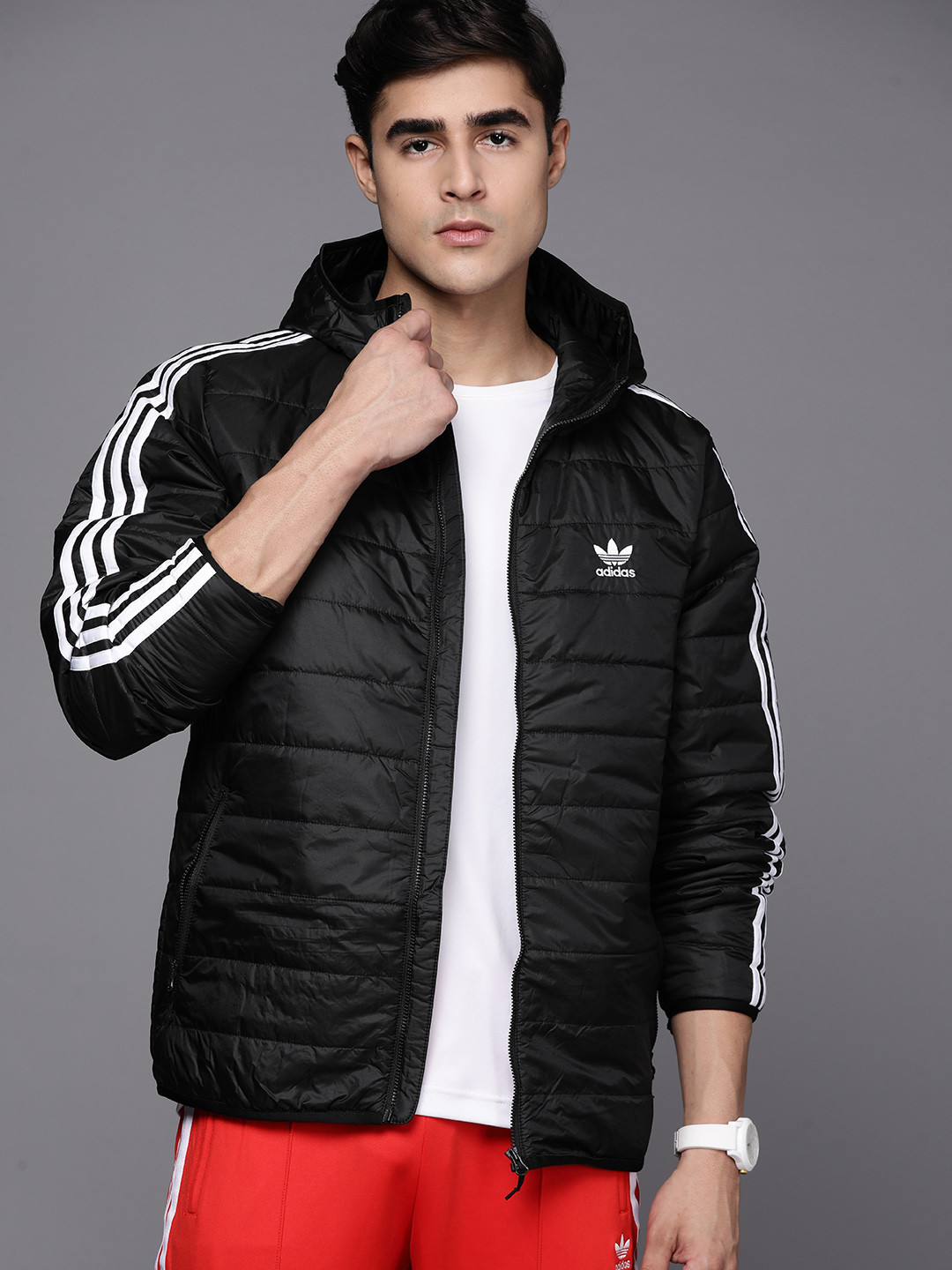 Buy ADIDAS Originals Men Black Hooded Puffer Jacket Jackets for Men
