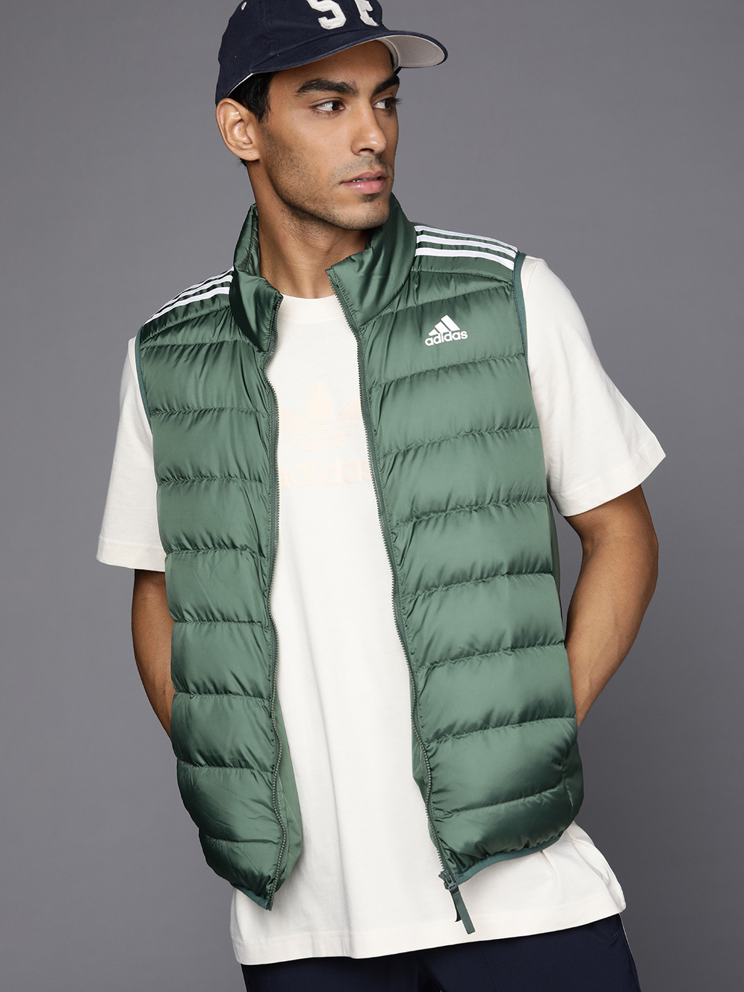 Buy ADIDAS Men Green Core Down Vest Solid Sporty Jacket Jackets for