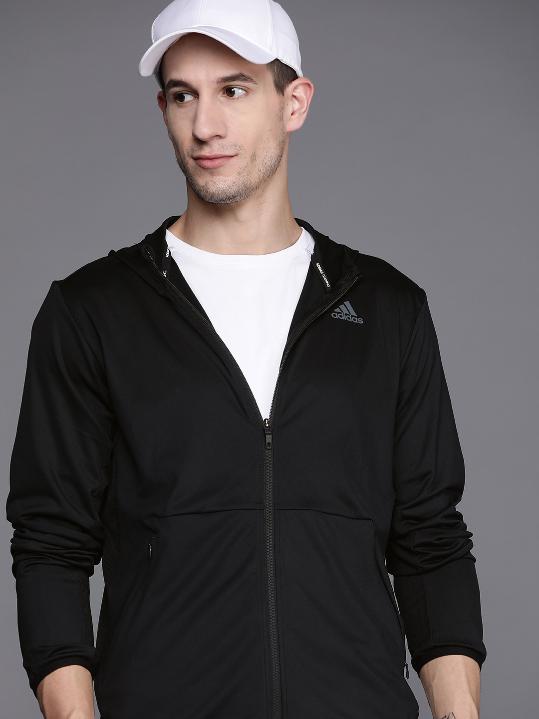 Buy ADIDAS Men Black Hiit Training Full Zip Hoodie Sporty Jacket