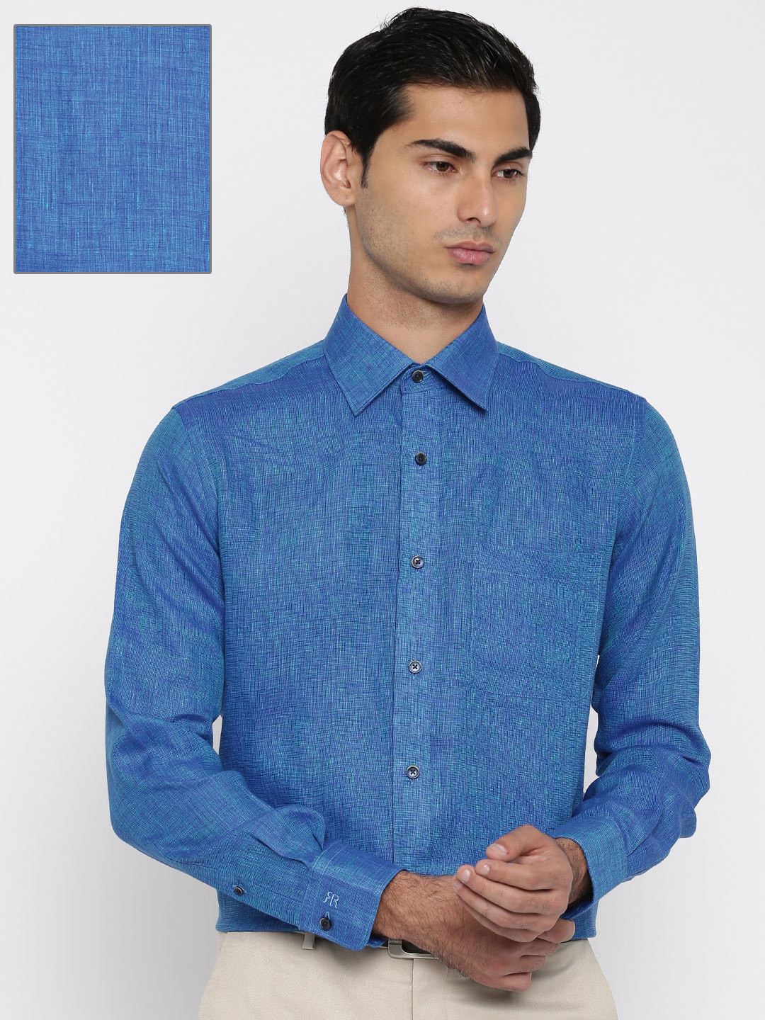 Buy Raymond Blue Linen Contemporary Fit Formal Shirt Shirts for Men 1852800 Myntra