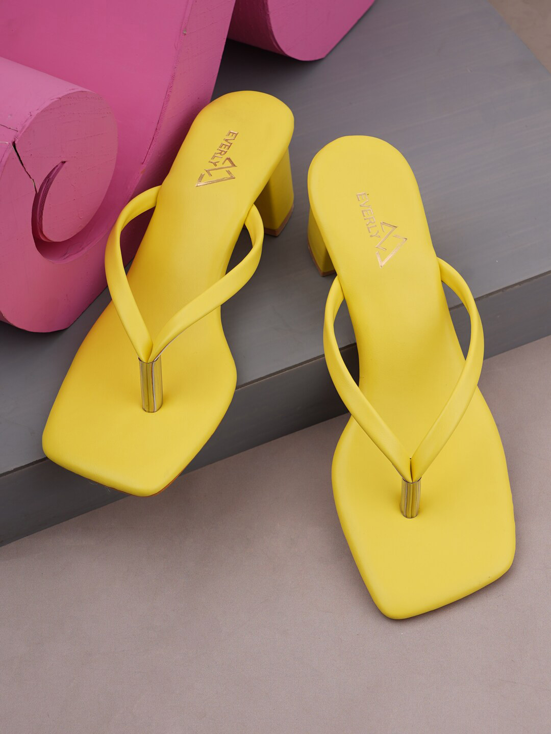 Buy EVERLY Yellow Flatform With Buckles Heels for Women 18528392 Myntra