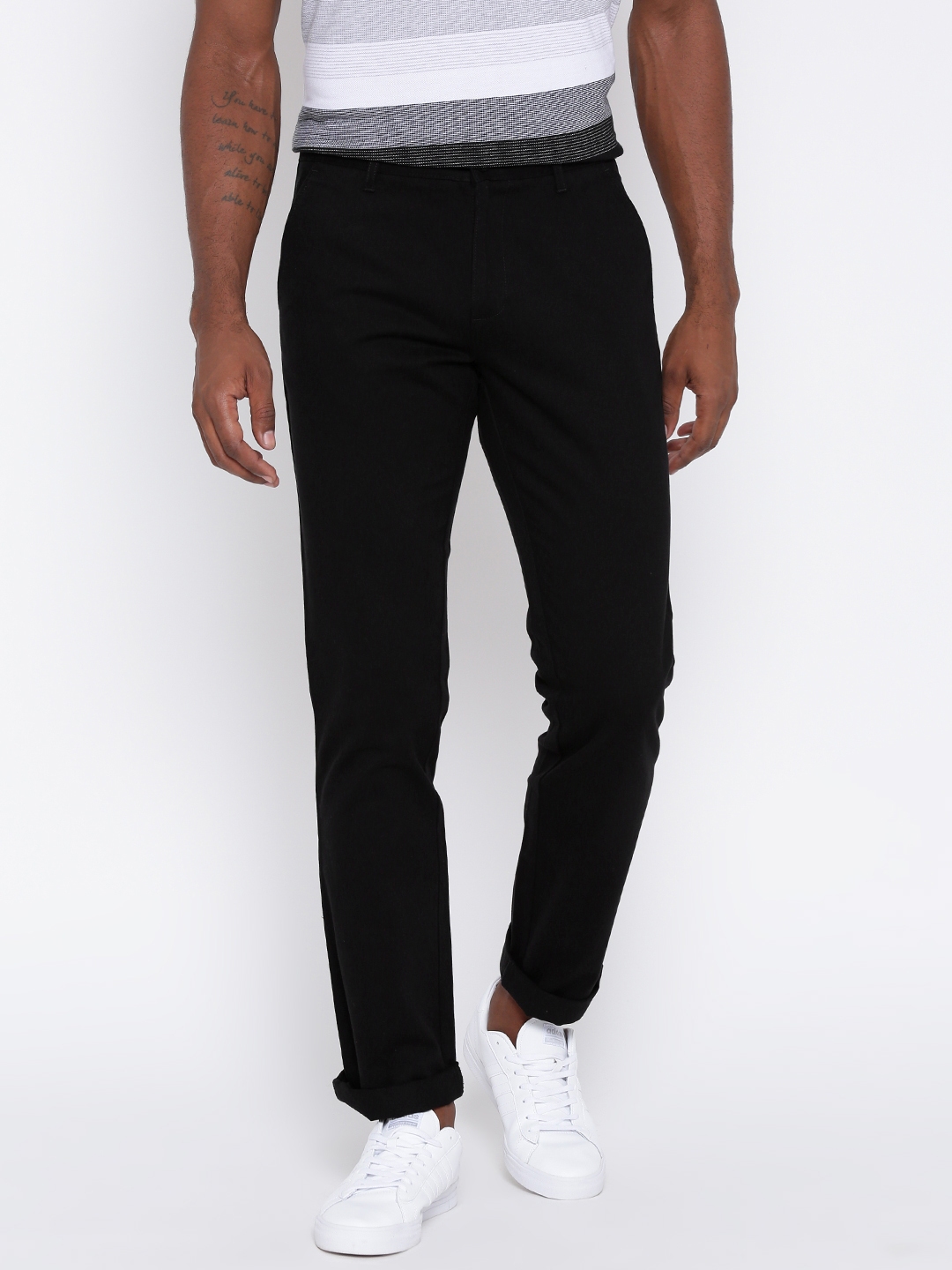Buy Monte Carlo Men Black Solid Slim Fit Casual Trousers - Trousers for ...