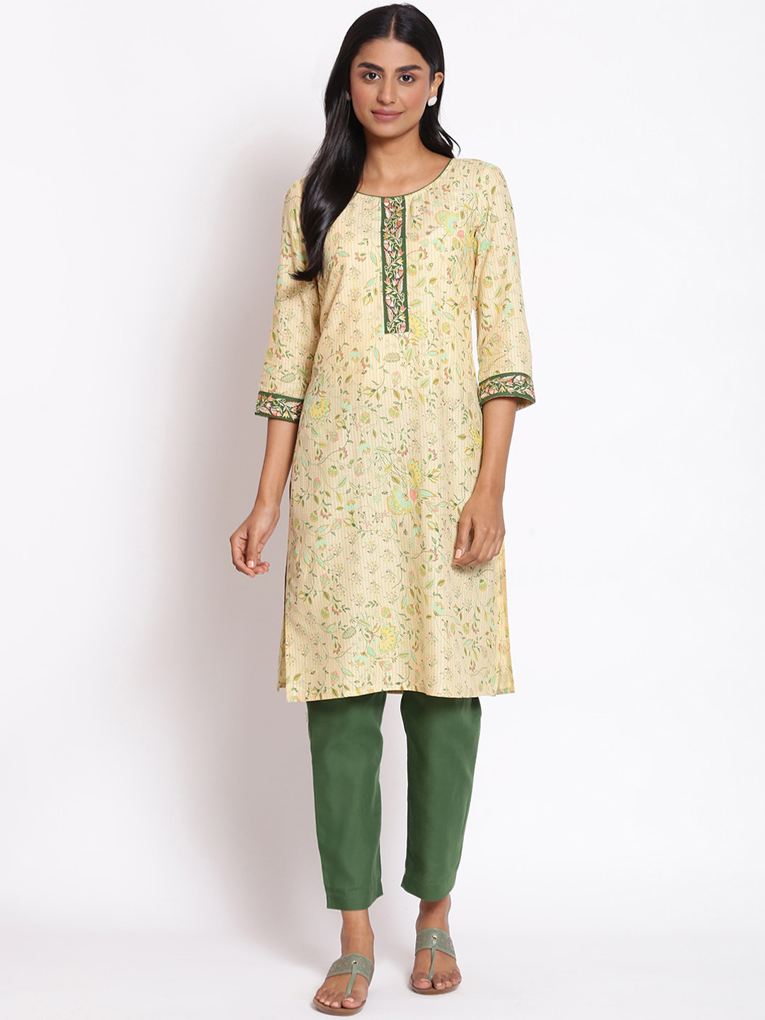 Women's Cream Solid Kurta SetKC-799-Cream main image 1