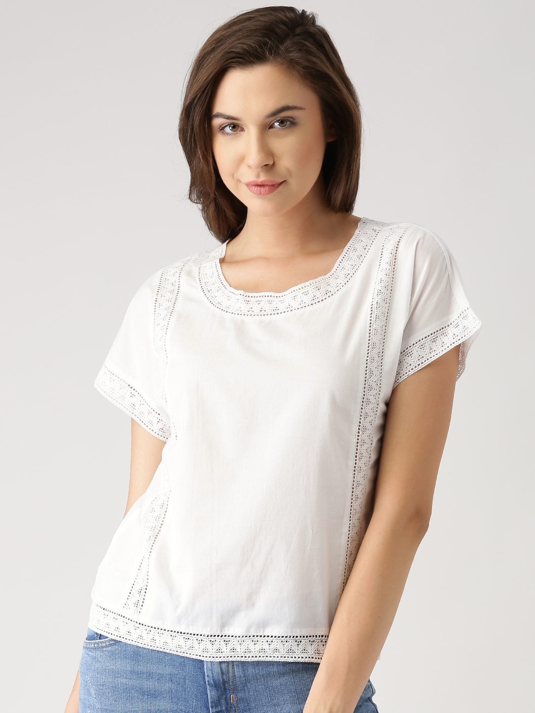 Buy Marie Claire Women White Solid Top - Tops for Women 1853721 | Myntra