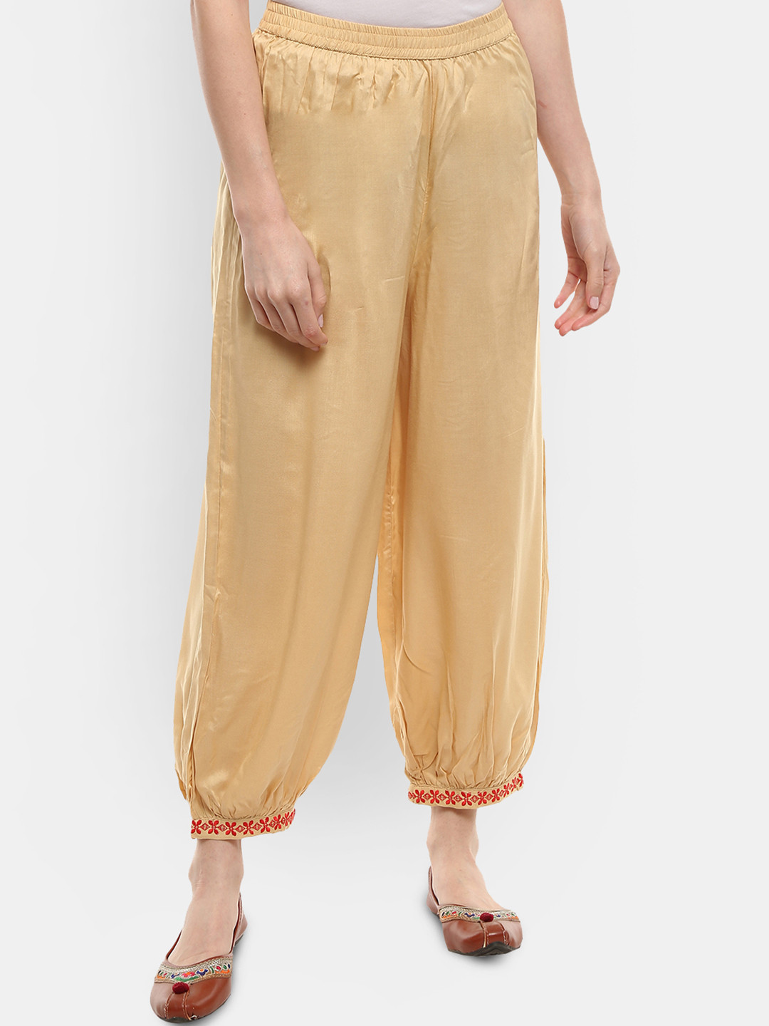 Buy V Mart Women Beige Solid Loose Fit Harem Pants Harem Pants for