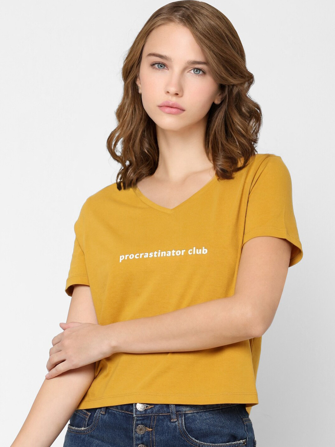 Buy ONLY Women's Mustard Yellow T Shirt Tshirts for Women 18540214