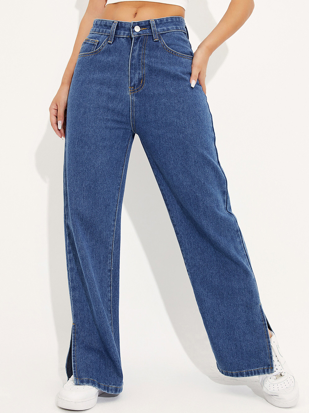 Buy URBANIC Women Navy Blue Wide Leg Jeans Jeans for Women 18542968