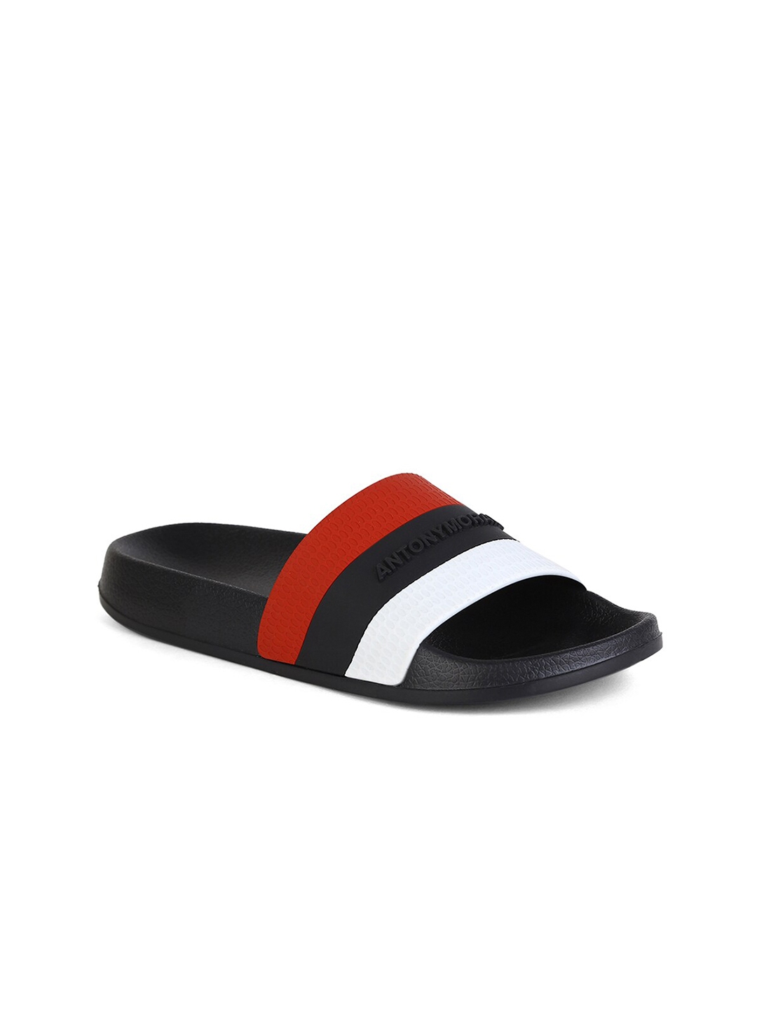 Buy Antony Morato Men Black & White Colourblocked Rubber Sliders - Flip ...