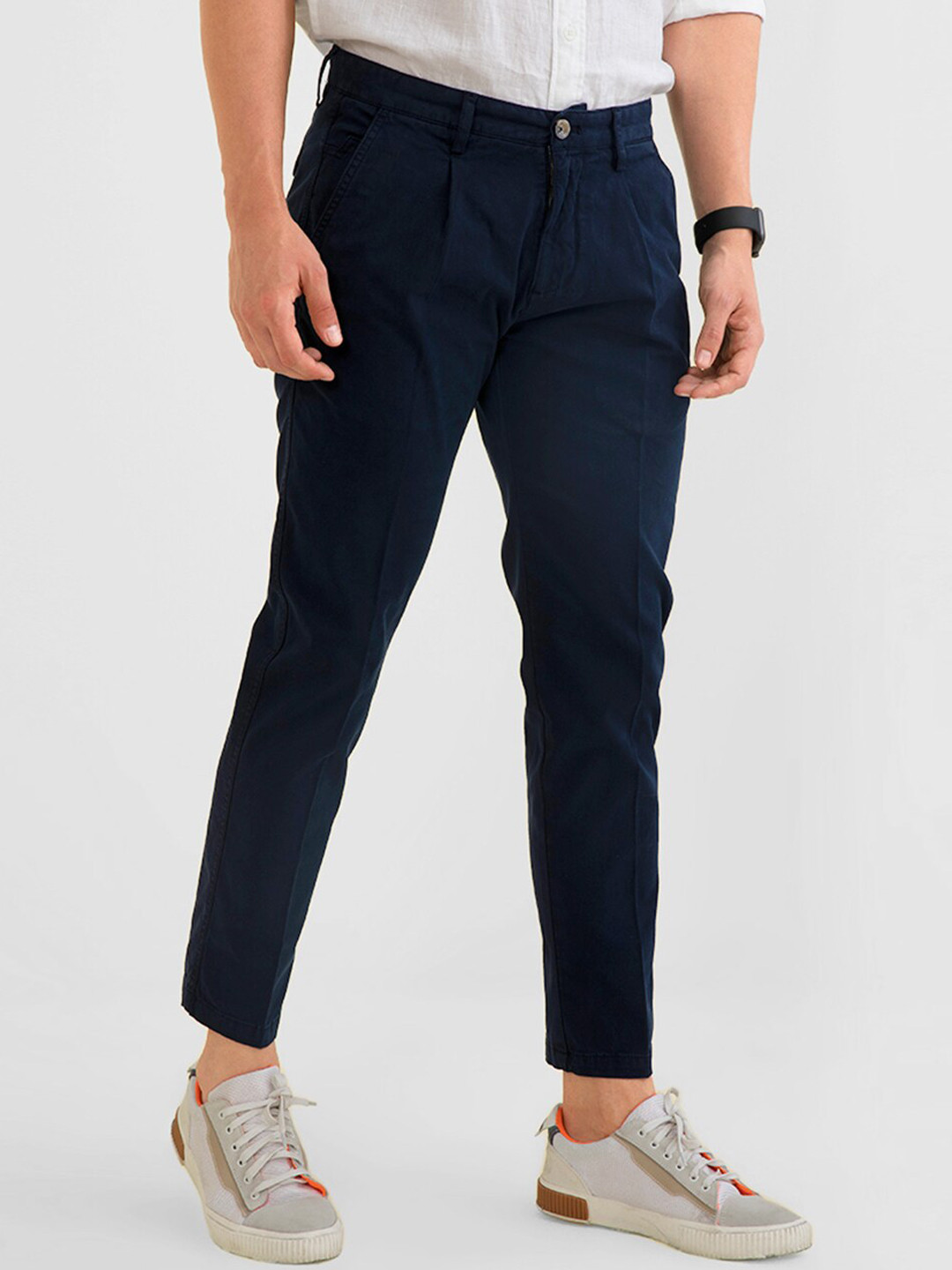 Buy Snitch Men Navy Blue Slim Fit Trousers Trousers for Men 18545386