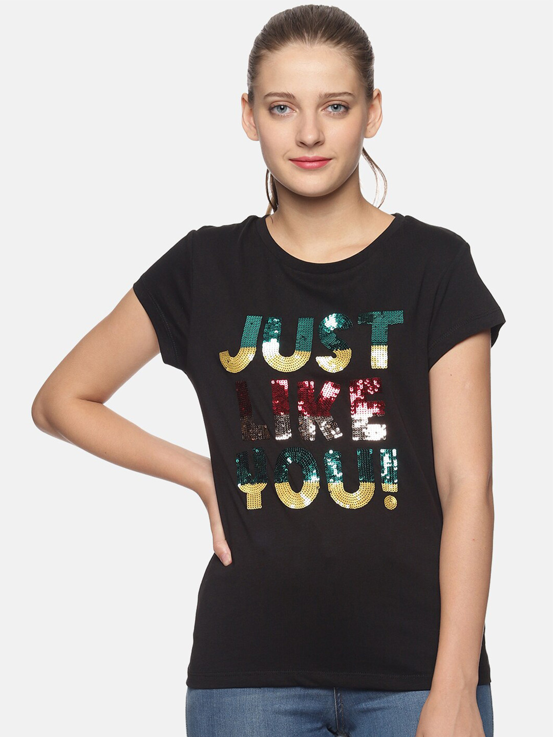 Buy DAiSY Women Black Cotton T Shirt Tshirts for Women 18549366 Myntra
