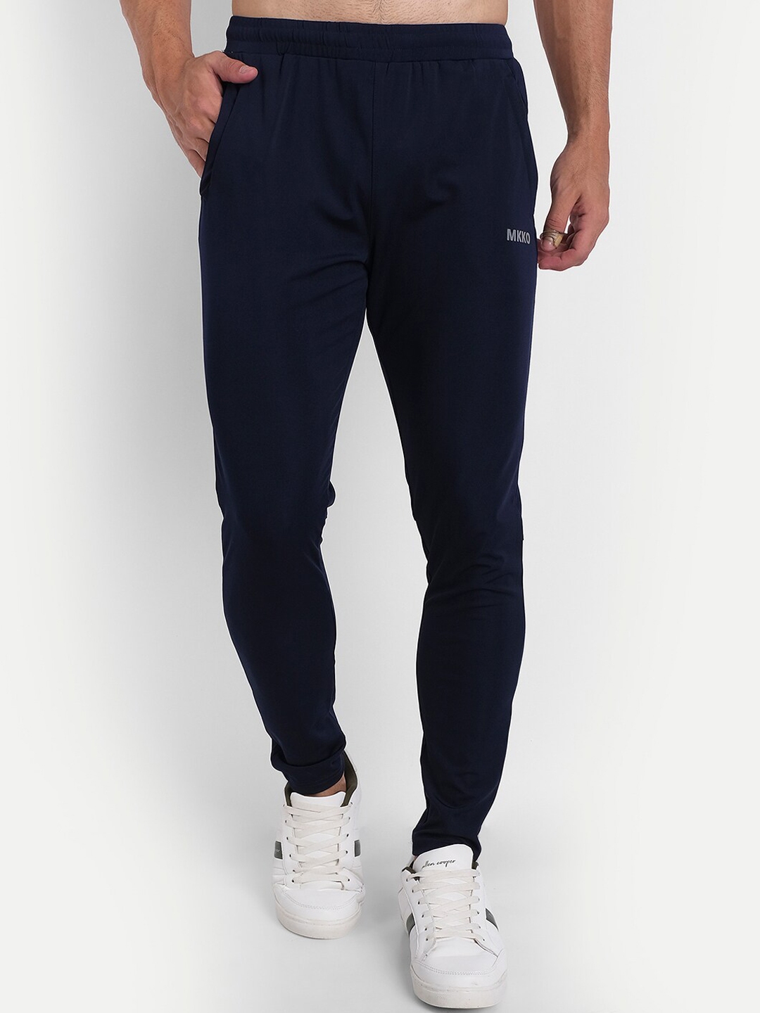 Buy MKKO Men Navy Blue Solid Slim Fit Track Pants - Track Pants for Men ...