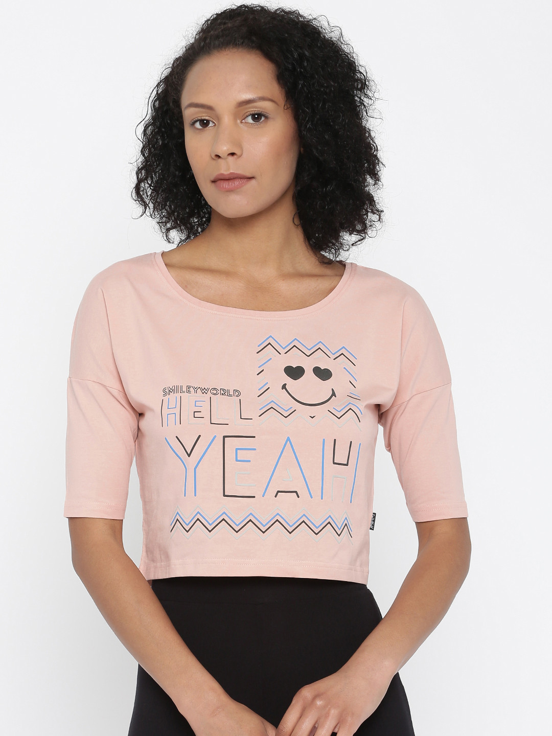 Women's Peach Typography Printed Top