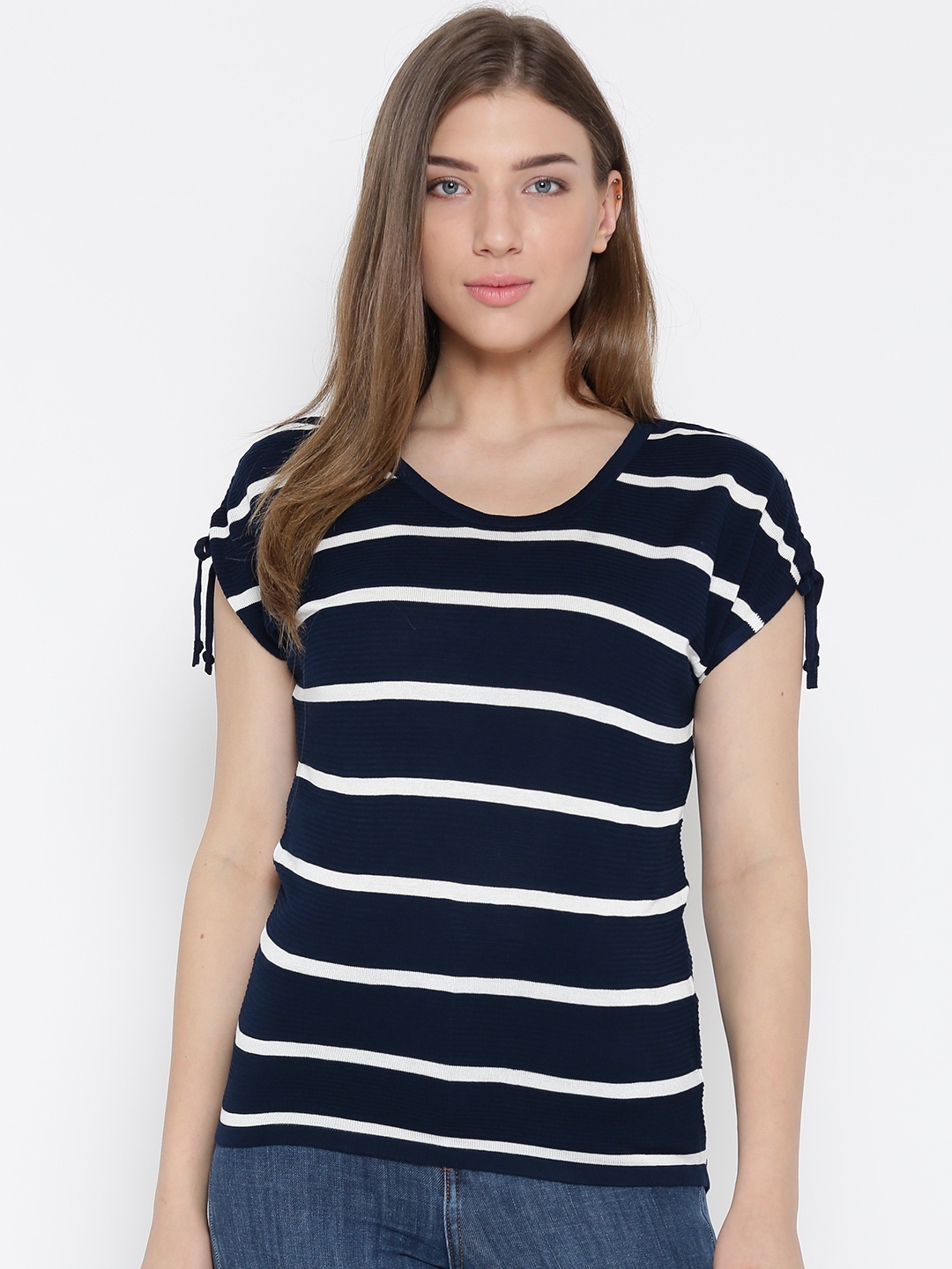 Buy Wills Lifestyle Women Navy & White Striped Top - Tops for Women ...