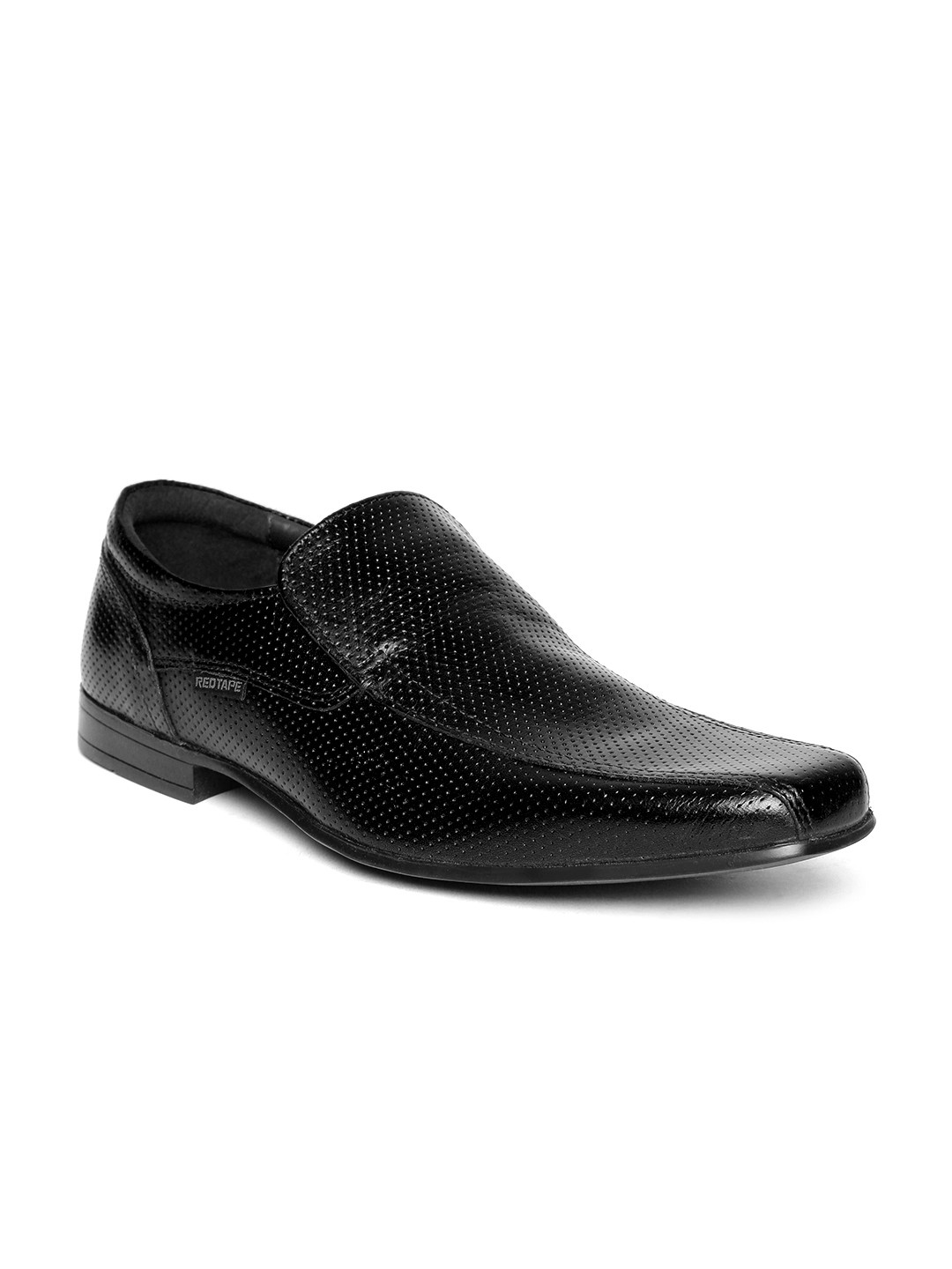 Buy Red Tape Men Black Textured Leather Semiformal Slip Ons Formal
