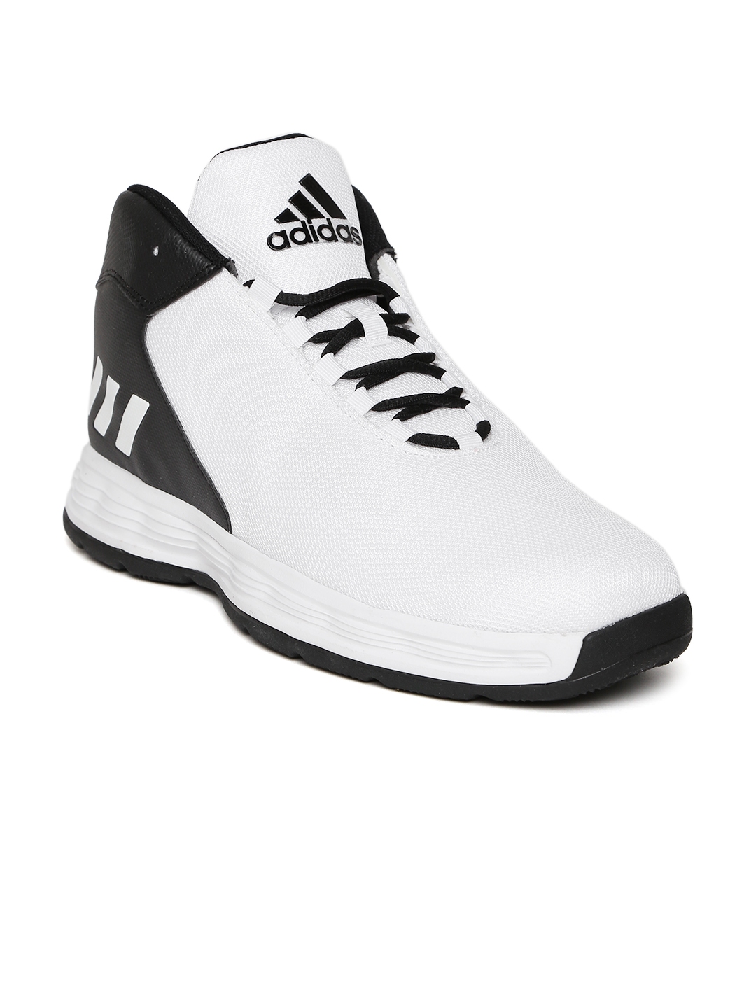 Buy ADIDAS Men White & Black HOOPSTA Colourblocked Basketball Shoes ...