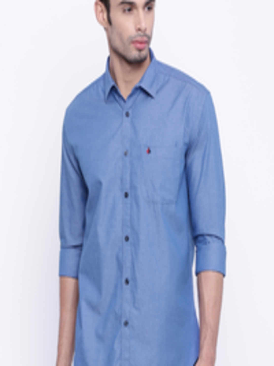 Buy British Club Men Blue Slim Fit Solid Casual Shirt - Shirts for Men ...