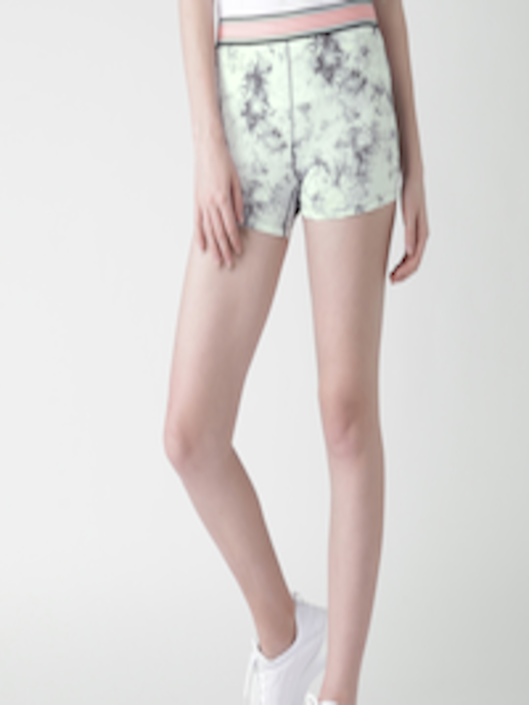 Buy FOREVER 21 Women White & Grey Printed Skinny Fit Shorts - Shorts ...