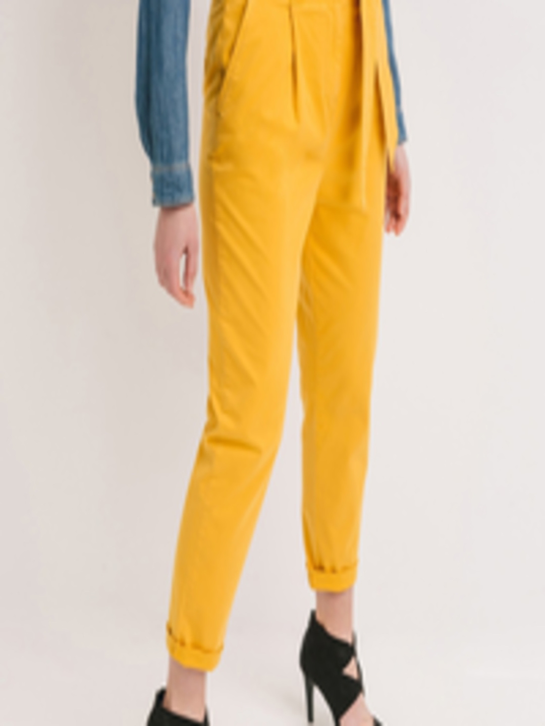 Buy Promod Yellow Trousers - Trousers for Women 1858645 | Myntra