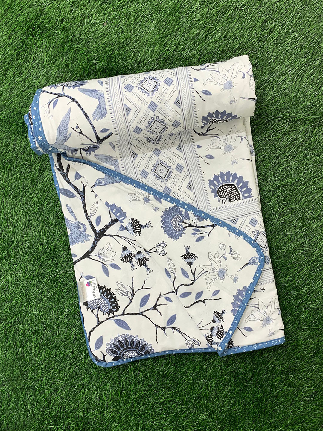 Buy BELLA CASA Blue & White Summer 150 GSM Single Bed Dohar Blankets