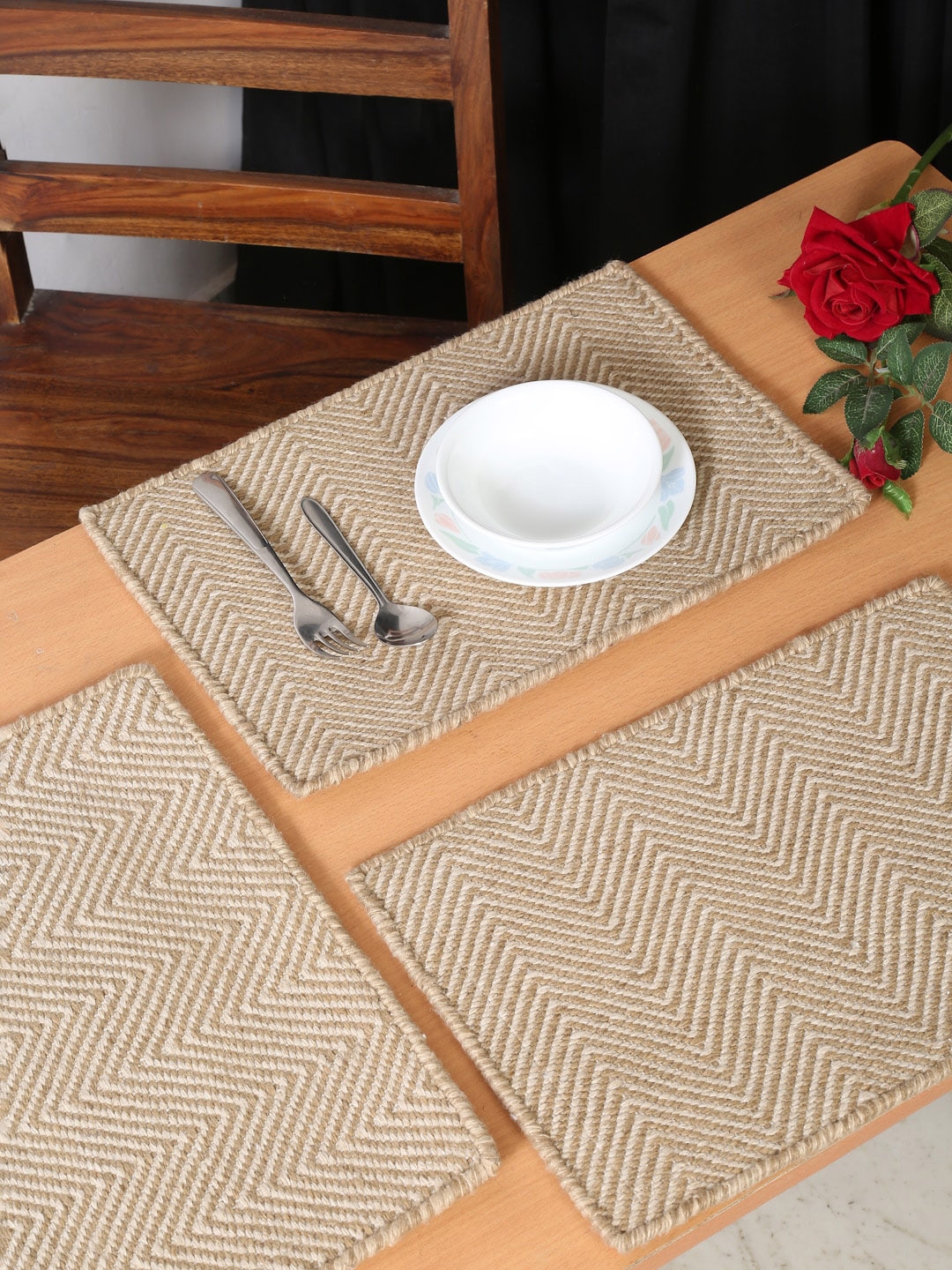 Buy KLOTTHE Set Of 6 Woven Design Table Placemats Table Placemats for