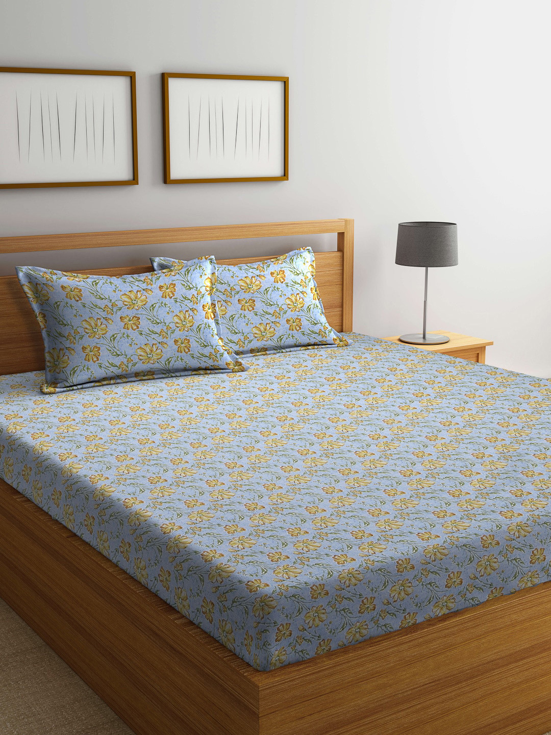 Buy BOMBAY DYEING Unisex Yellow Bedsheets Bedsheets for Unisex