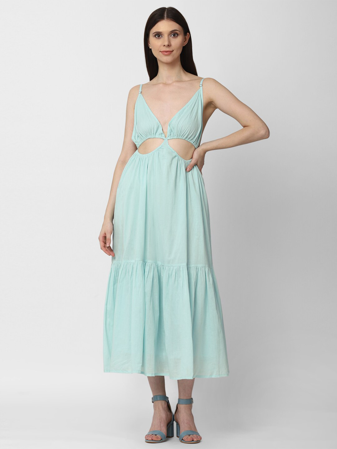 Buy FOREVER 21 Women Green Solid Midi Dress Dresses for Women