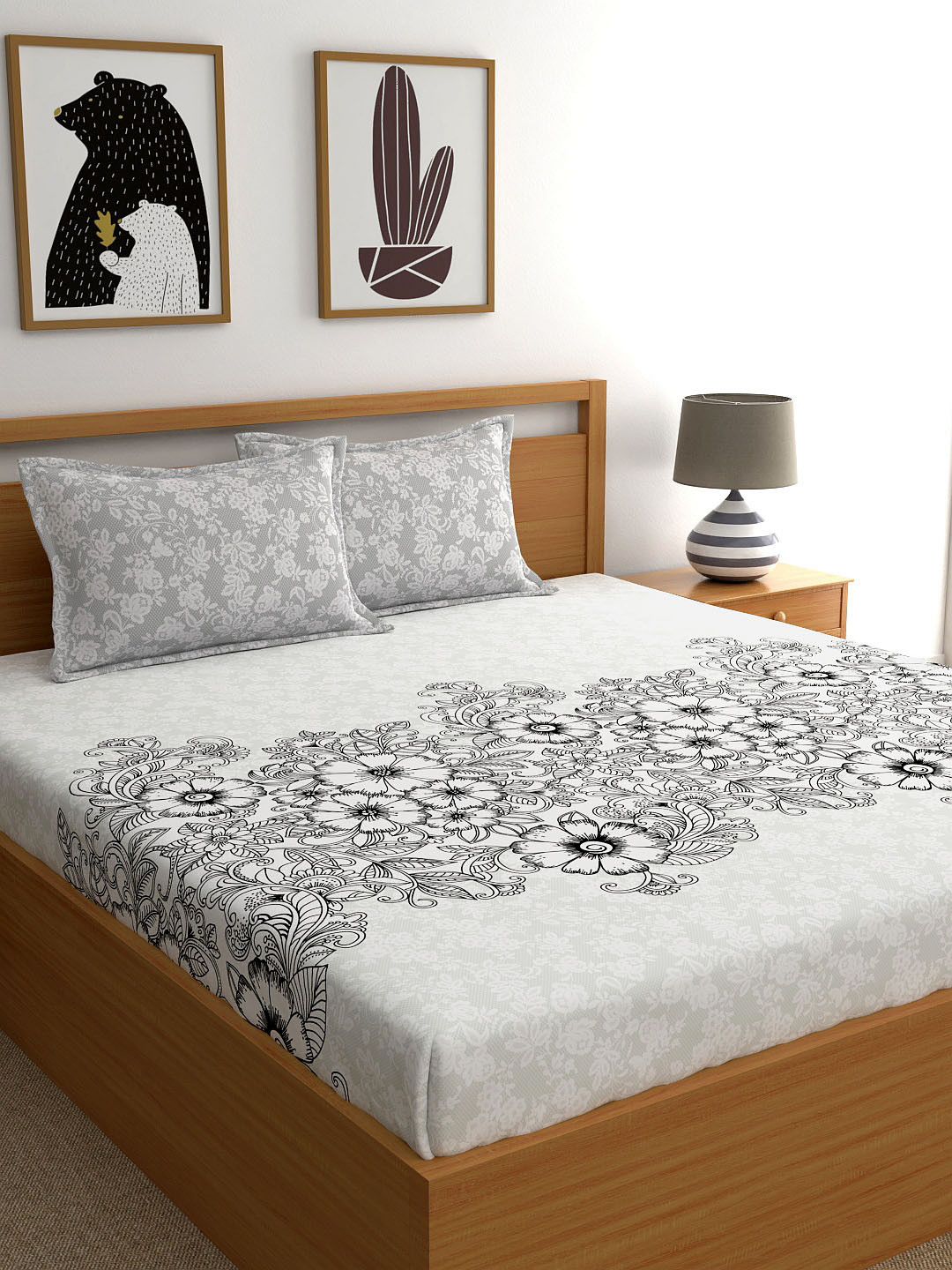 Buy My Room Unisex Black Bedsheets For Super King Bed With 2 Pillow
