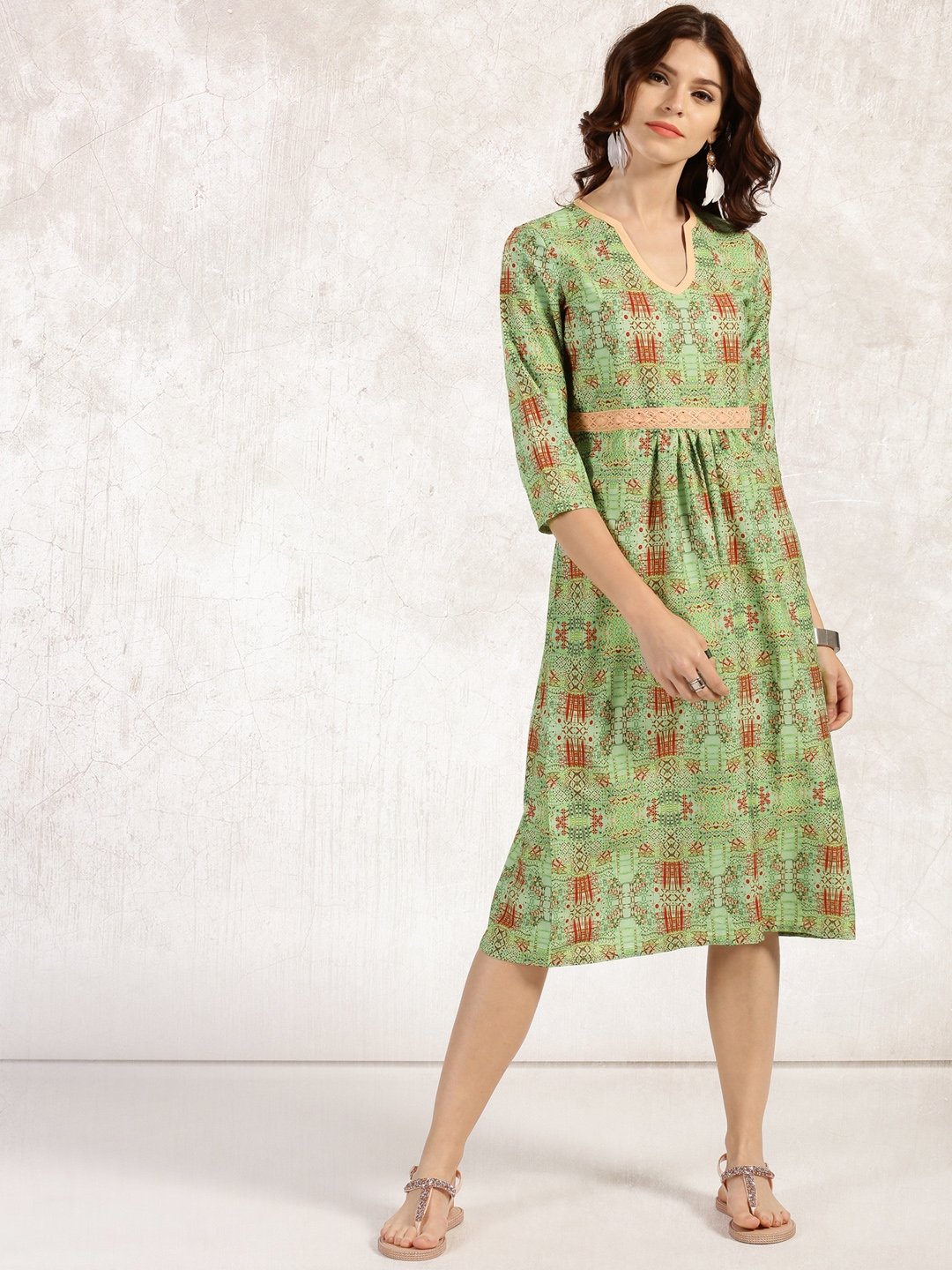 Buy Anouk Women Green Printed A Line Dress - Dresses for Women 1860300 ...