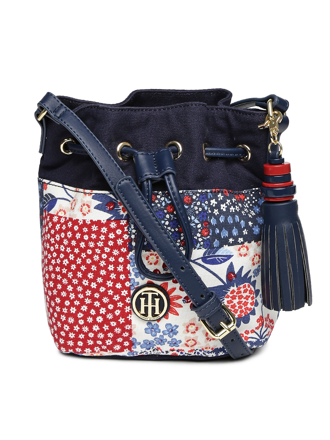 Buy Tommy Hilfiger Navy & Red Printed Sling Bag Handbags for Women