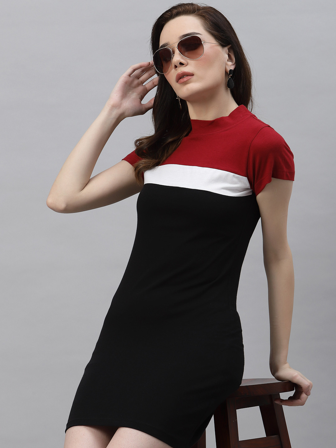 Buy Rigo Black & White Striped T Shirt Dress Dresses for Women
