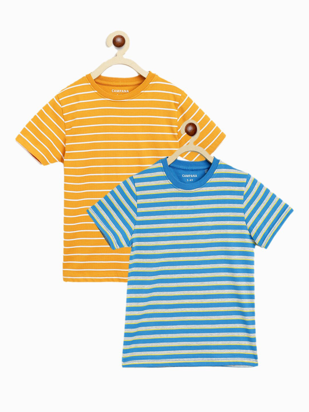 Campana Boys Alan Striped Cotton Henley T-Shirt - Cobalt Blue main image 0