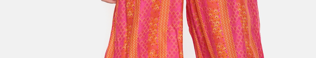 Buy Global Desi Women Orange & Pink Printed Palazzos - Palazzos for ...