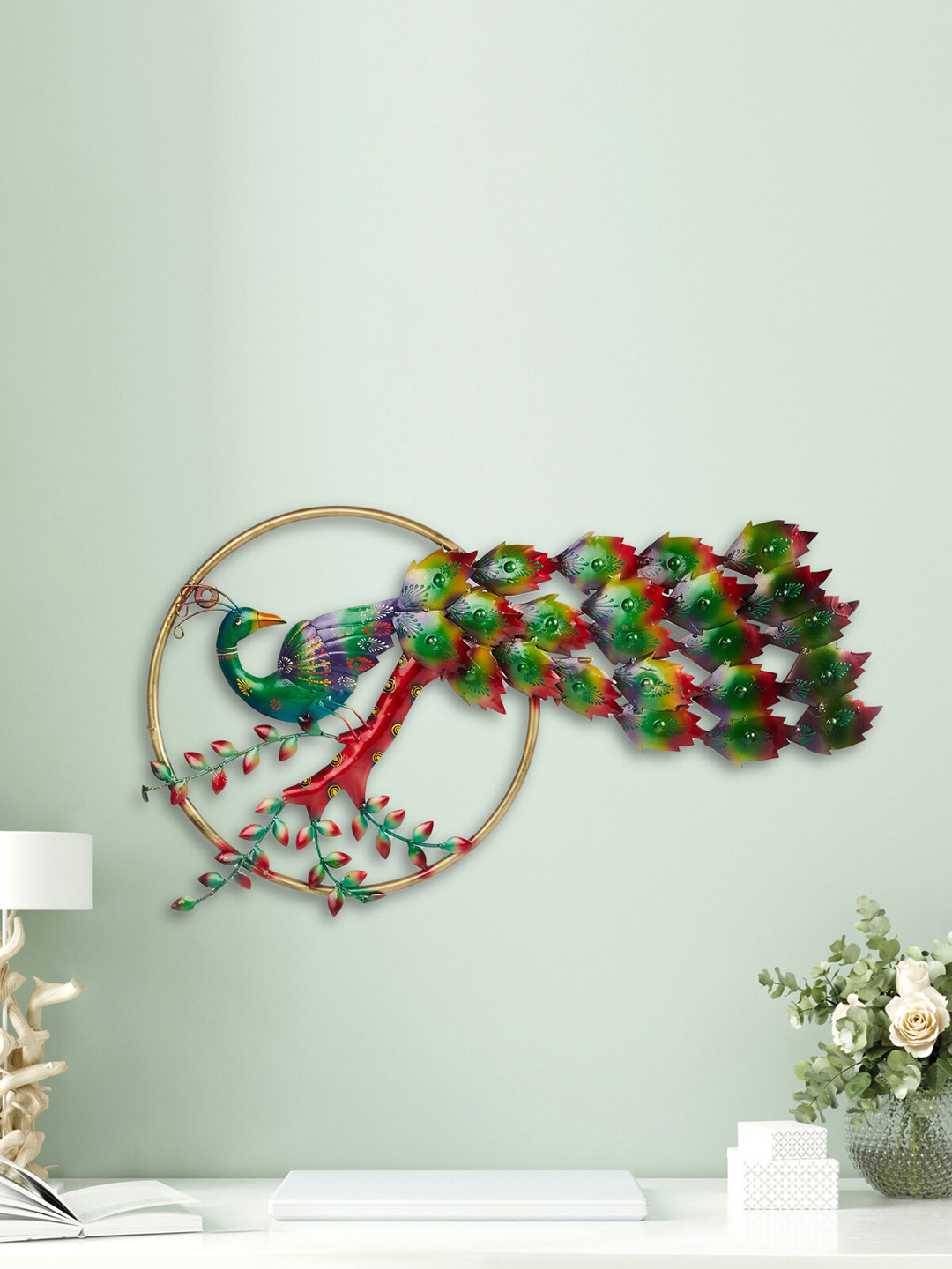 Buy Home Centre Corsica Mayur Multicolour Peacock Metal Wall Decor