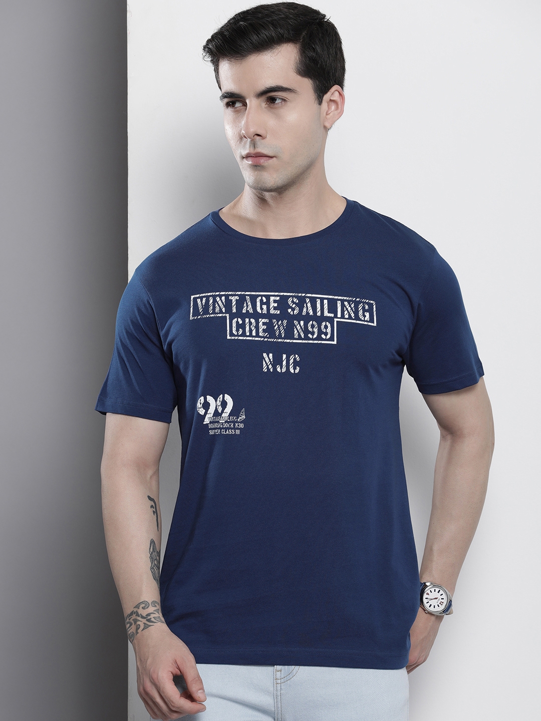 Buy Nautica Typography Printed Pure Cotton T Shirt - Tshirts for Men ...