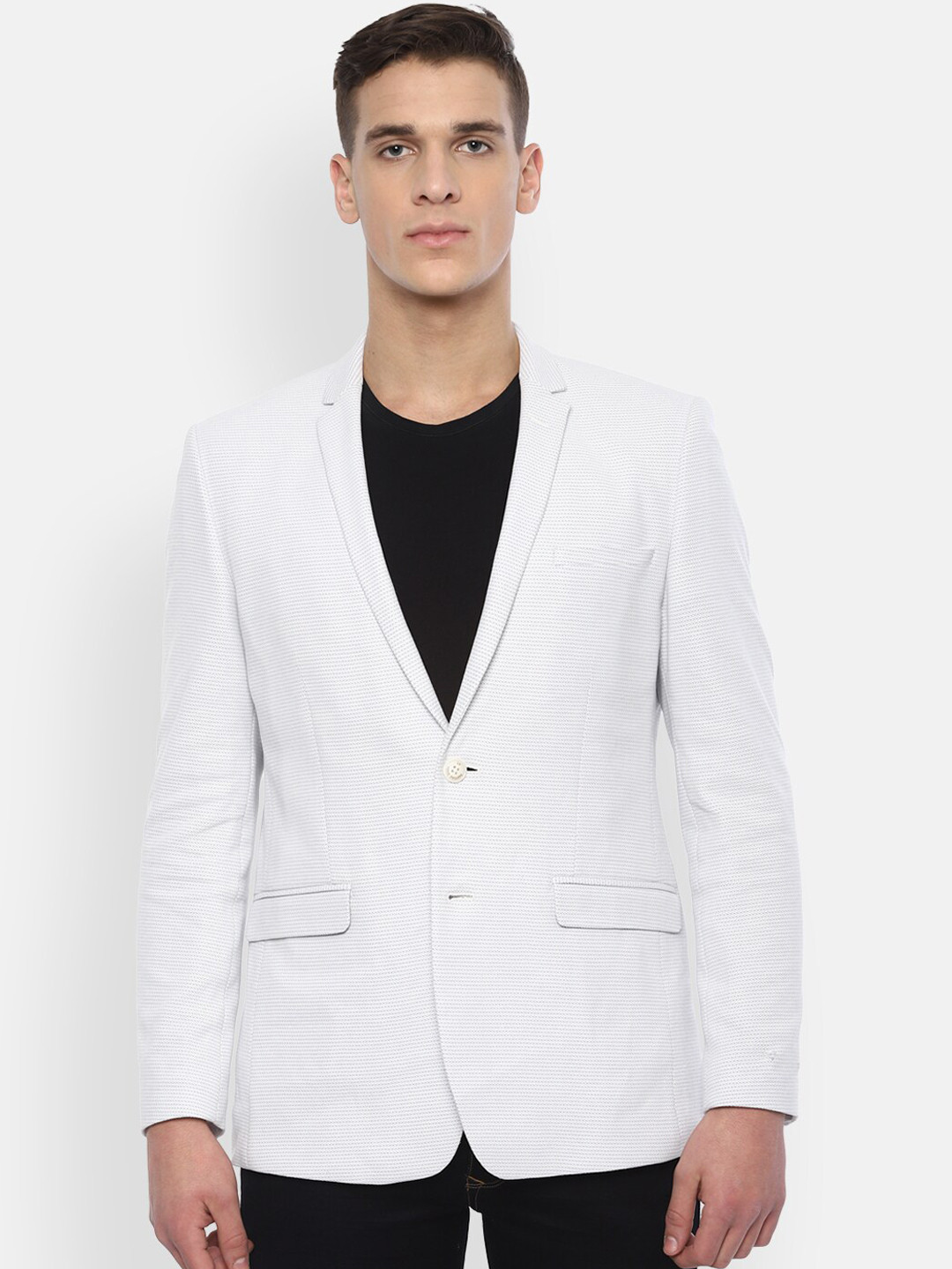 Buy Louis Philippe Sport Men White Textured Slim Fit Blazers Blazers