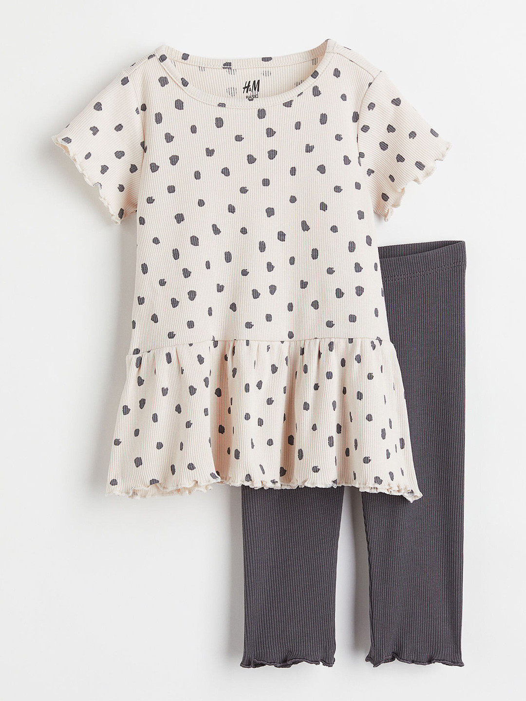 Buy H&M Girls 2 Piece Ribbed Cotton Jersey Set Dresses for Girls