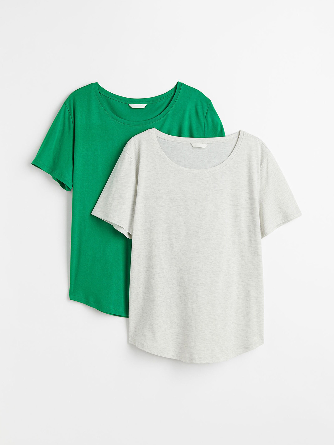 Buy H&M Women Plus Size Green & Grey 2 Pack T Shirts Tshirts for