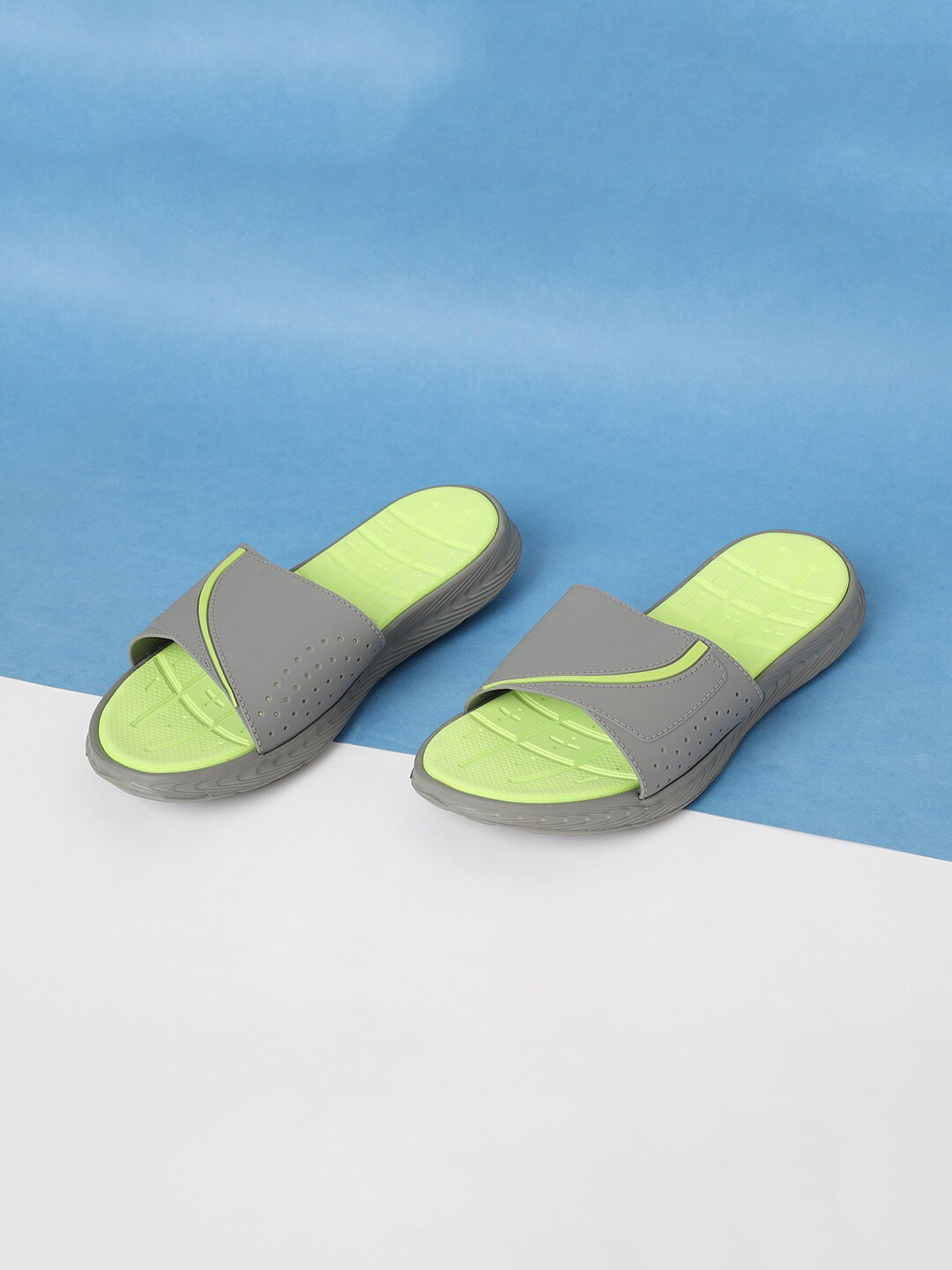 Buy Max Men Green & Grey PU Comfort Sandals Sandals for Men 18615036