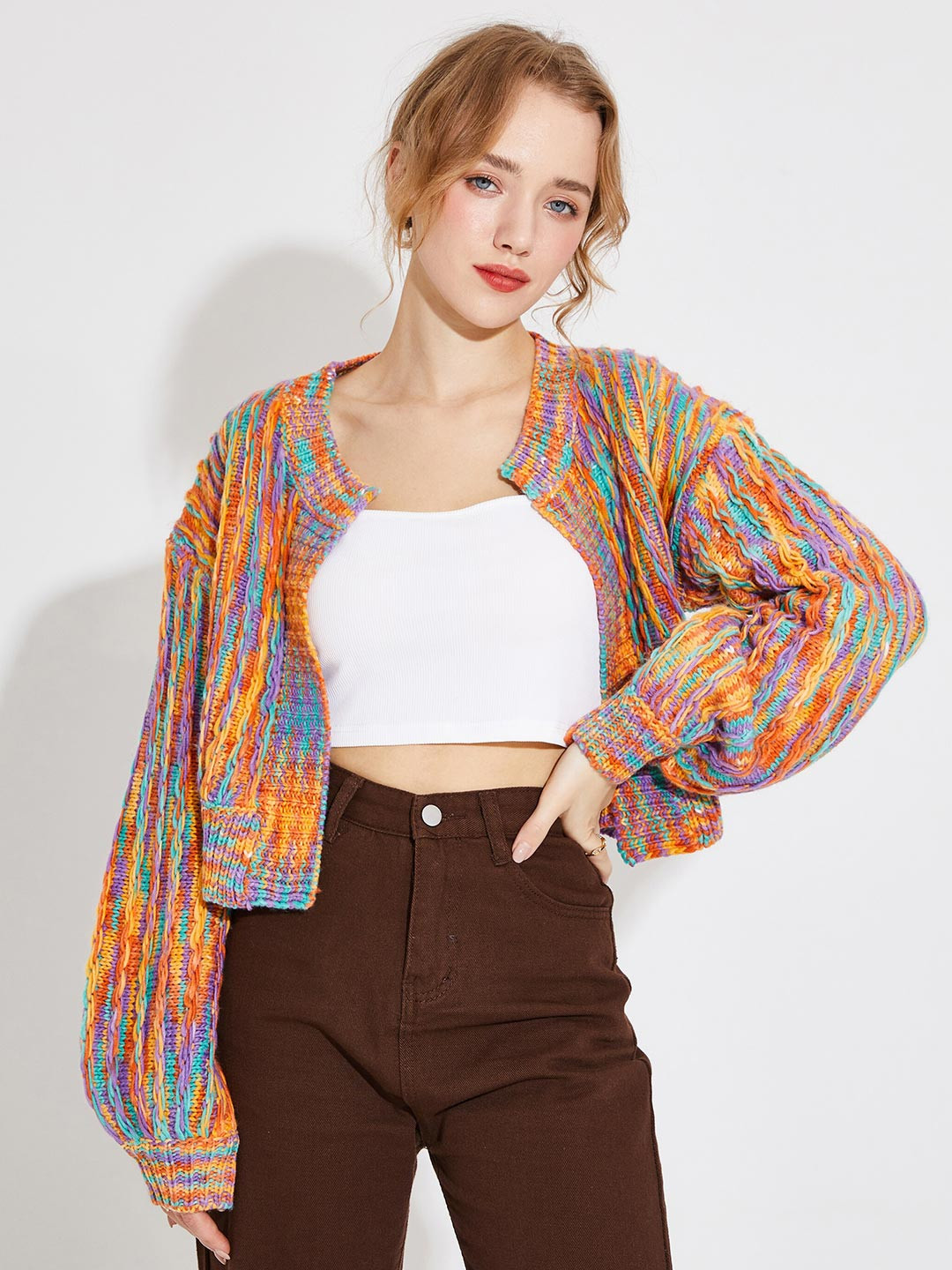 Buy URBANIC Women Multicoloured Printed Cardigan Sweater Sweaters for Women 18617696 Myntra